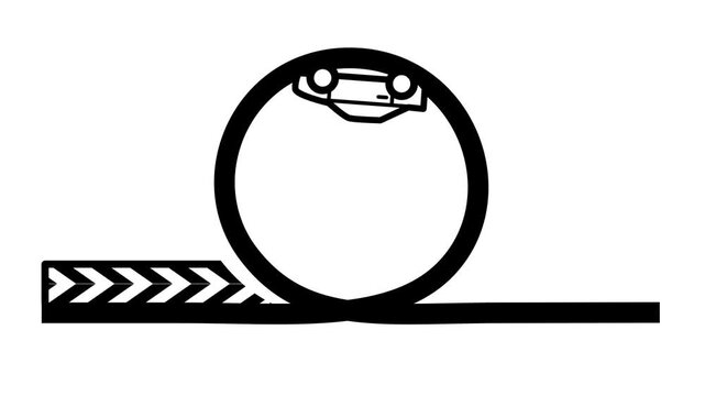 Car driving on a road toward a large circular loop with chevron arrows representing inductive loop vehicle detection for traffic and parking systems