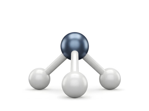 Molecular model ammonia structure with central nitrogen atom and