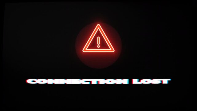 No wifi signal with connection lost message and warning icon. 4k
