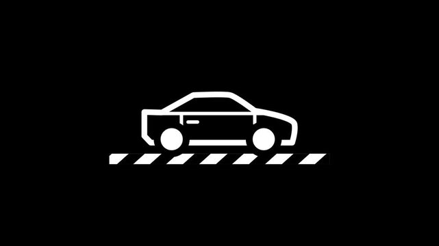 Side view of a car on a striped road line marking illustrating vehicle crossing detection and stop line sensing for gate barrier and access control