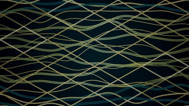 Glowing gold dashed wave lines and diamond outlines pattern on dark burgundy background