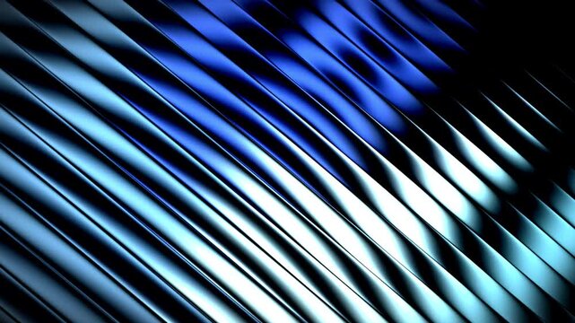 Abstract blue metallic lines moving smoothly across diagonal dark surfaces creating dynamic futuristic digital technology background textures