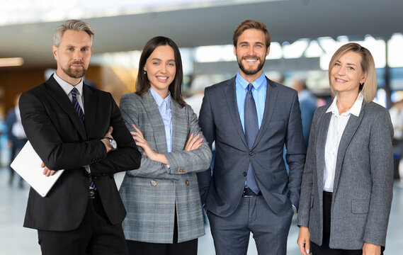 Group of successful business people on the background of the office