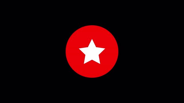 Red star rating icon featuring diagonal shine animation for rating systems and bookmarking user interface software, high quality video footage star, shine, rating, favorite, bookmark