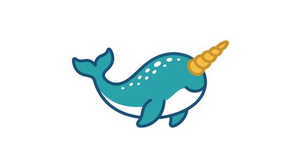 Narwhal illustration features a stylized vector design with a white background silhouette © Rajia