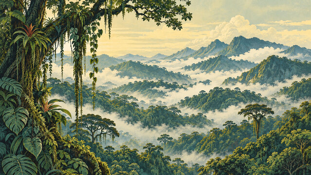 Cloud Forest Canopy with Trailing Emerald Vines