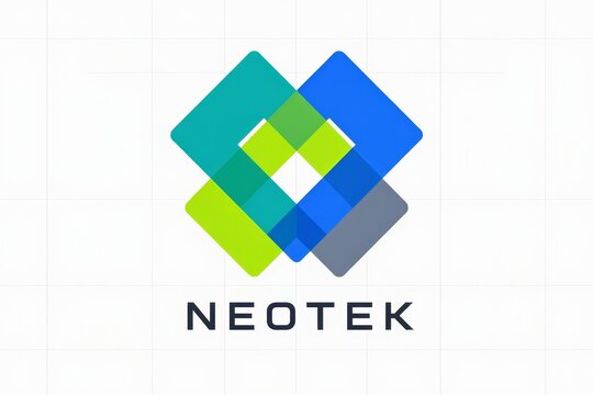 Abstract overlapping geometric squares logo design modern techno