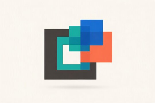 Abstract overlapping geometric squares logo design modern techno