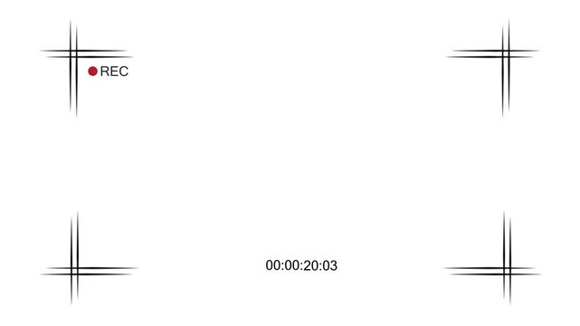 Animated digital CCTV Camera recording screen overlay, Surveillance cctv recording interface overlay, cctv security monitor frame, digital camera viewfinder , timecode element, video production icon.