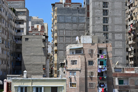 Alexandria, Egypt Cityscape Detail with Low-Rise and High-Rise Buildings