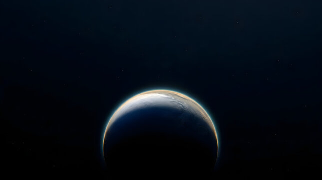 A breathtaking celestial photograph of a crescent moon glowing softly against the deep black void of space, featuring ethereal blue and white tones with dramatic rim lighting, minimalist composition