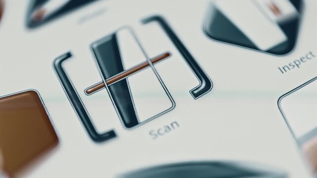 Bronze scan line moves across bracketed specimen tile