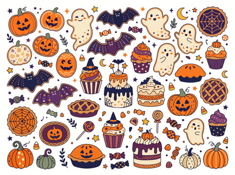 HalloweenThemedIllustratedFoodAndDecorativeItemsCollection.