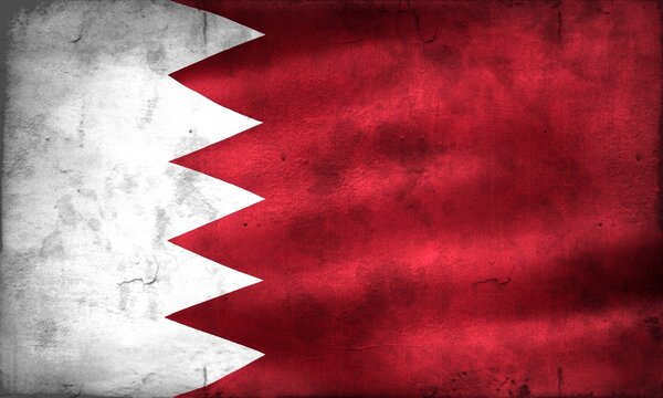 Vintage look Bahrain flag - realistic waving fabric flag