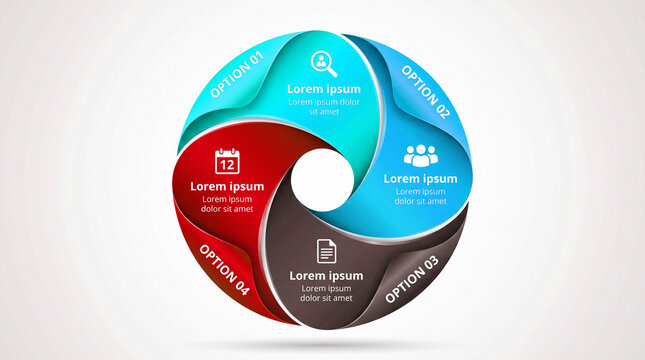 Modern 4 Steps Circular Infographic Template With Colorful Pie Segments
Business Cycle Diagram With Four Colorful Sections On White Background
Creative Four Options Round Chart Template For Corporate 