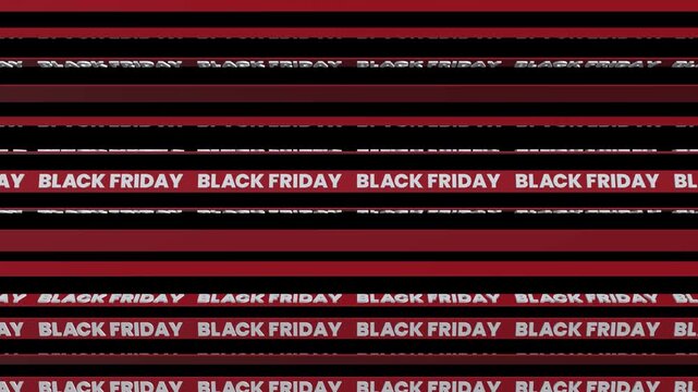 Dynamic moving red and black ribbon tape banner for Black Friday discount special offer marketing loop
