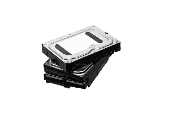 Stack of computer hard disk drives
