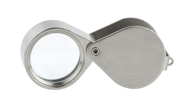 Stainless steel folding magnifying glass with compact design