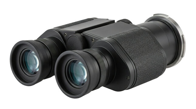 Classic black binoculars with textured grip and dual lenses