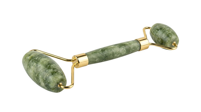 Green jade facial roller for skincare and massage