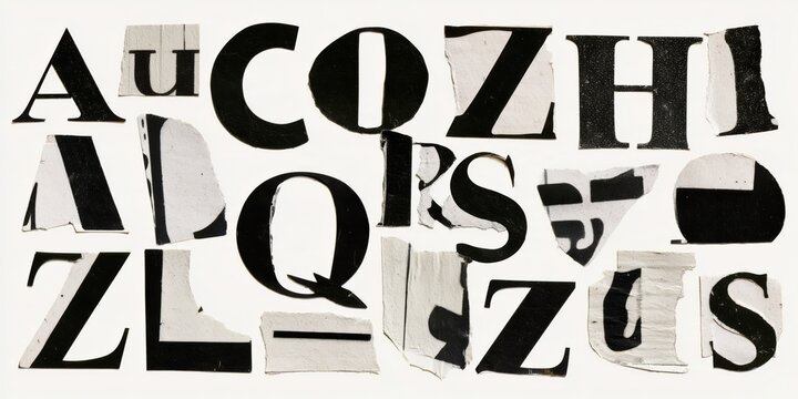 Cutout ransom note letters arranged across white paper