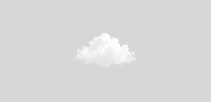 Single small white cloud isolated on transparent background. Realistic fluffy cumulus cloud element for weather forecast graphic design