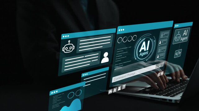 Futuristic Digital Interface Displaying AI Agent Concepts with User Interactions in a Dark Environment for Technology and Innovation Themes. Entropy.