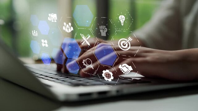 Innovation icons show creativity, teamwork, and project development. Innovation helps organizations design solutions, build strategy, and grow with new business opportunities. Funnel