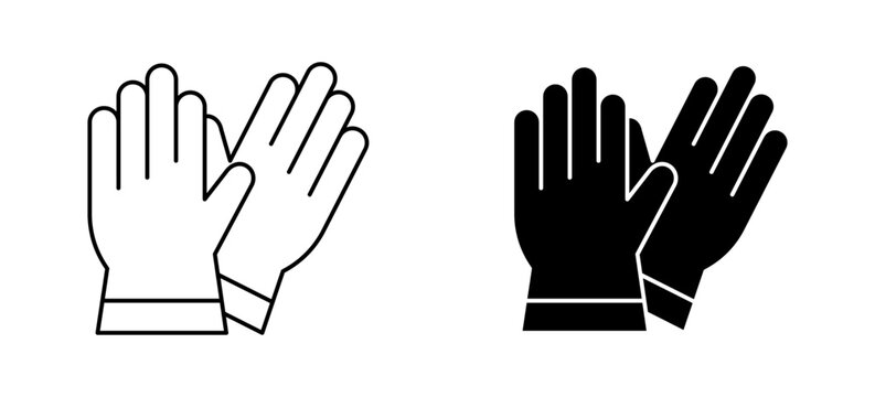 Safety gloves icon set showing protective hand wear in flat vector editable stroke