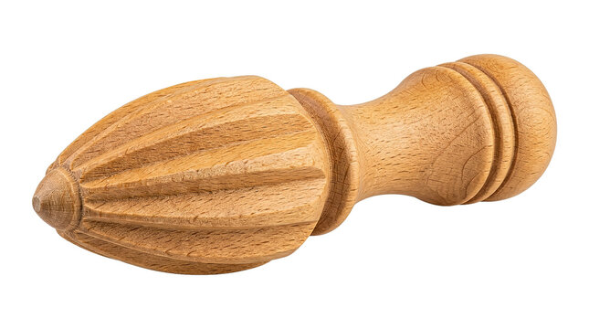 Wooden citrus juicer reamer with ribbed design for kitchen use