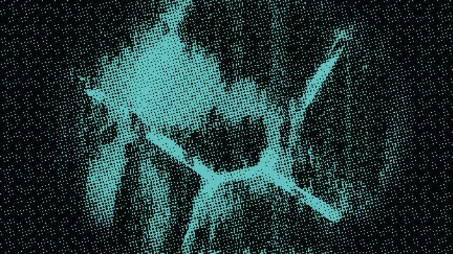 Abstract Voronoi Cells with Cross Hatching in Teal and Cyan Loop