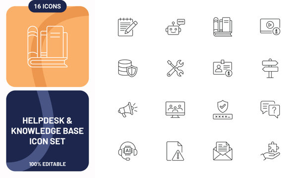 Helpdesk and knowledge base icon set vector design