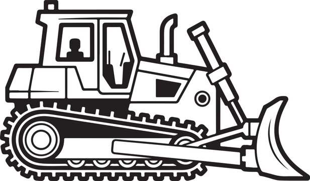 Bulldozer crawler tractor with blade and operator for heavy earthmoving and land clearing operations.