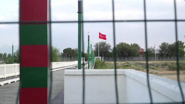 Closed international border checkpoint and Aras River bridge between Margara (Armenia) and Alican (Turkey)