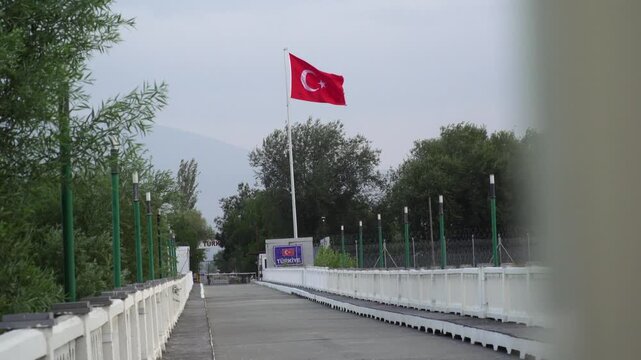 Closed international border checkpoint and Aras River bridge between Margara (Armenia) and Alican (Turkey)