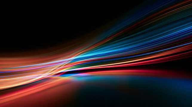 Dynamic Colorful Glowing Light Waves on Dark Background