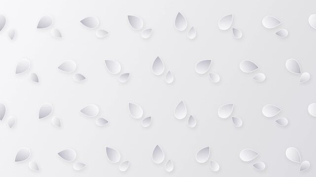 Minimalist white leaf pattern background, elegant 3D paper cut foliage animation, clean corporate motion graphic with soft shadows and organic shapes
