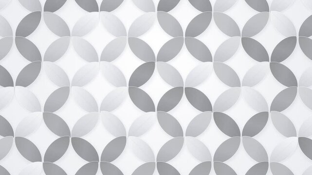 Geometric abstract pattern background, gray and white interlocking circle texture, modern 3D architectural wall design, clean corporate backdrop