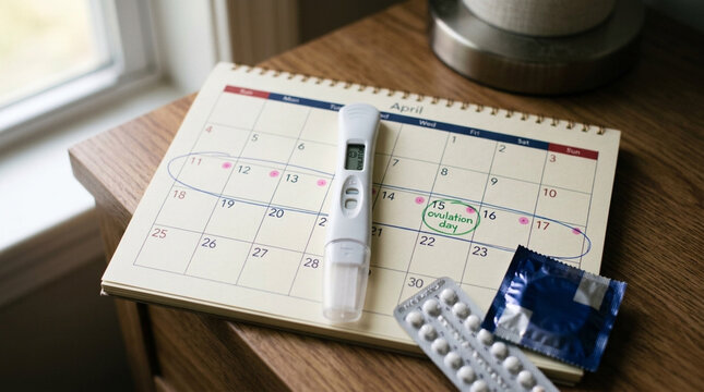 Ovulation test and calendar conception planning fertility awareness pregnancy preparation birth control