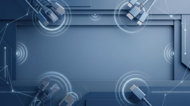 Network cables and digital connectivity abstract background