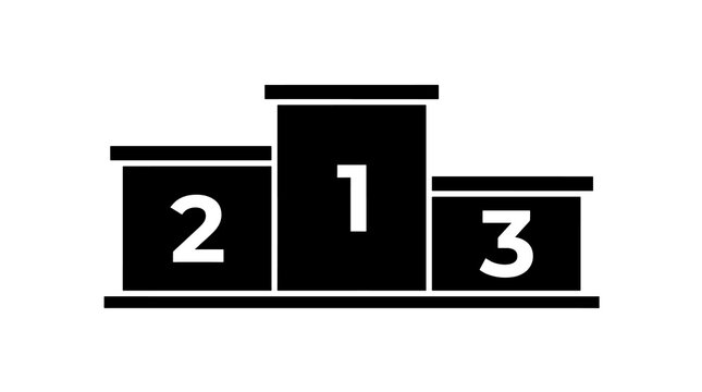 Black podium winner stage with numbered steps for championship success