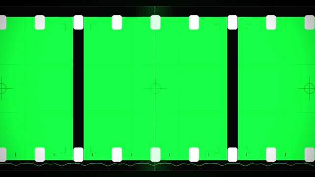 Green screen film strip template with sprocket holes and optical soundtrack