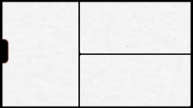 Three vintage film frames in different shapes with noise on light. Use multiply blend mode to fill each frame with video. Great for retro collages.