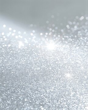 Silver Glitter Bokeh Background with Soft Celebration Sparkle