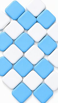 Blue and white rounded square tiles arranged in a geometric pattern
