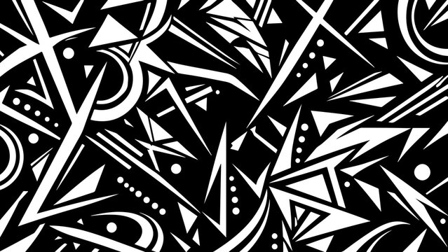 Abstract geometric black and white vector pattern design element isolated on transparent background