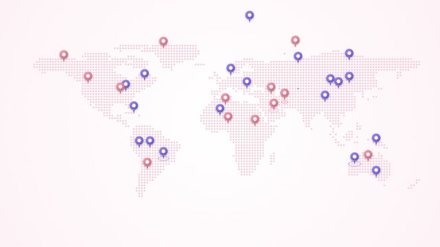 Global expansion progress shown through world map with increasing location pins over three stages