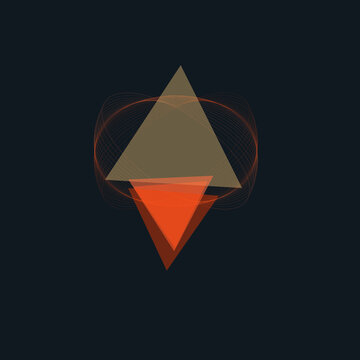 3d geometric triangle with glowing red edges