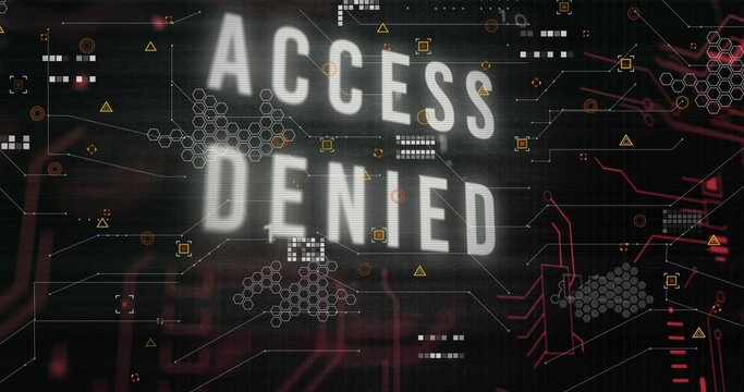 Displaying large centered ACCESS DENIED text on digital dashboard, with hex clusters