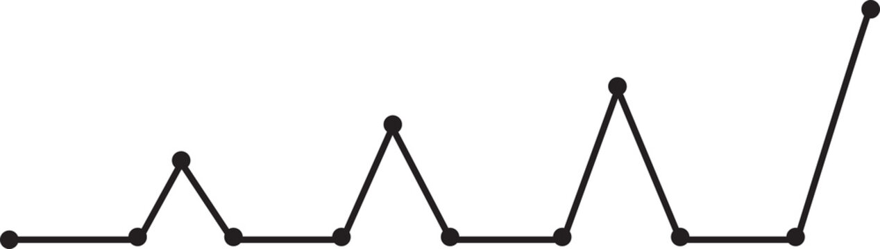 Ultra Thin Line Graph. Black line graph with circular data points showing changing values on a transparent background.


